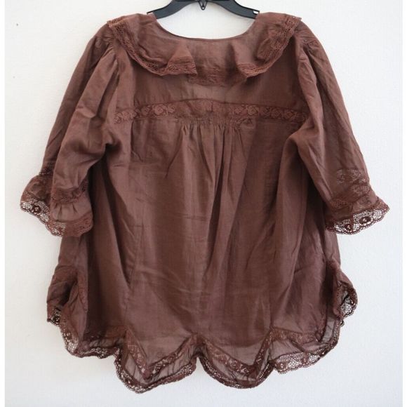 Free People OB1749516 Women's Sz S Brown Isn't She Lovely Tunic Blouse - Picture 2 of 6